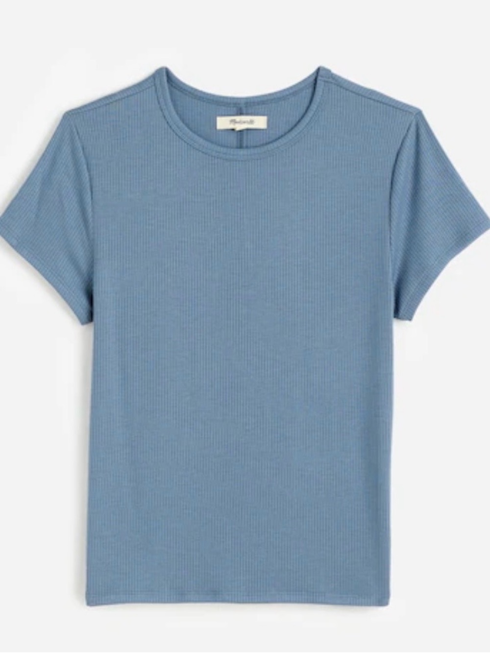 Madewell Drapey Rib Tee Shirt Teapot Blue Short Sleeve Tencel Stretchy Top XL